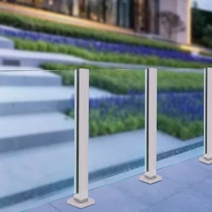 Glass Railing Post,Balustrade for Balcony Deck Stairs Corner/Mid/End Post - Picture 1 of 42