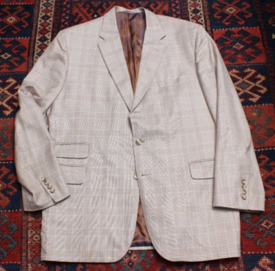 Tom James сделанный на заказ коричневый синий желтовато-коричневый Glen проверить Sport пальто Tckt Pckt 3 рулона 2 48 L - Изображение 1 из 4