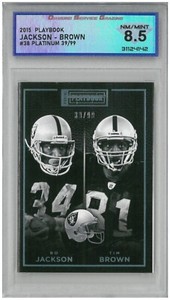2015 Panini Playbook BO JACKSON TIM BROWN #38 Platinum 39/99 💎 DSG 8.5 NM/Mint