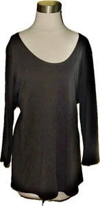 Eileen Fisher Organic Cotton 3/4 Sleeve Round V-Neck Top Charcoal 3XL NWT $78 - Picture 1 of 8