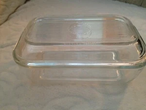Vintage French Arcoroc Clear Glass Ribbed Butter Dish - Picture 1 of 11