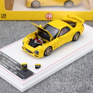 FH 1/64 Scale Mazda RX-7 FD3S A Spec Speed Yellow Diecast car Model Toy Gift - Picture 1 of 7
