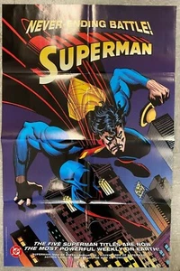 1995 19X24" DC COMICS NEVER ENDING BATTLE SUPERMAN POSTER S&H USA 4322B - Picture 1 of 2