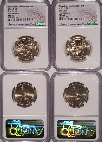 2021 P & D Set Innovation New York Dollar $1 Erie Canal NGC MS 66 First Releases Cover