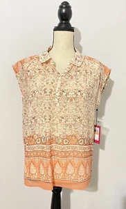 Vince Camuto Women’s Botanical Print Soft Creme Button (3/4) Top Blouse Small - Picture 1 of 8