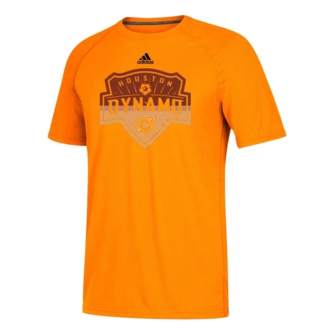 Houston Dynamo MLS Adidas Men's Orange Redirection Logo Climalite T-Shirt Cover