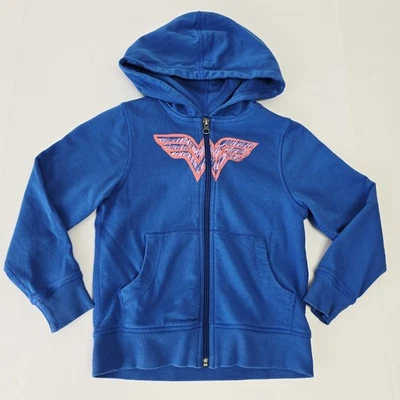 Sudadera con Capucha Hanna Andersson Niñas Talla 5 110 cm Mujer Maravilla Cremallera Completa Azul Foto 1 de 4