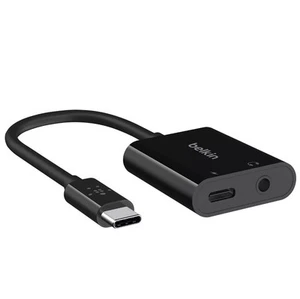 Belkin RockStar 3.5mm Audio + USB-C Charge Adapter – 60W Fast Charging, Black - Zdjęcie 1 z 3
