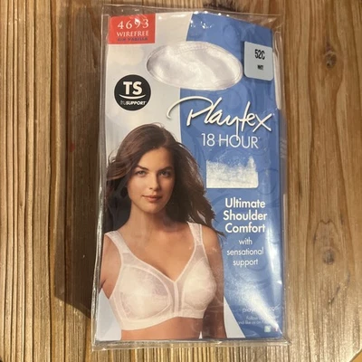 Playtex 18 Hour Comfort Strap Wirefree Bra Style 4693 White Tagless Size 52C NEW - Image 1 of 4