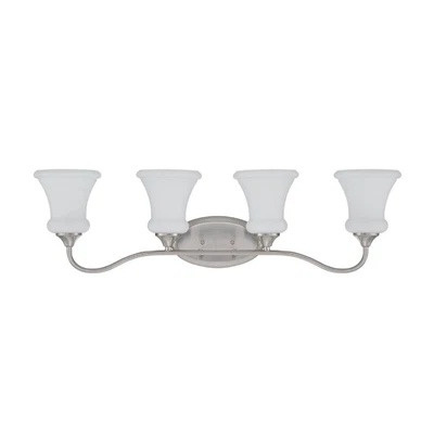 Sunset Lighting Valare Vanity 4-Light 100W Bright Satin Nickel Opal Glass F23014 - Image 1 of 2