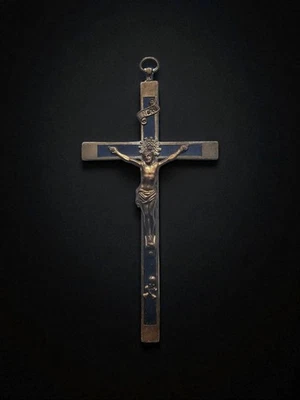 Antiguo Crucifijo de Monja Católica Calavera de Adán Foto 1 de 4