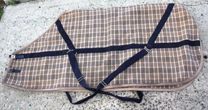 68-70 Zoll Classic Baker 5A Baumwolle Stalldecke Laken Sauber USA Schön! Braun/Karo - Bild 1 von 10