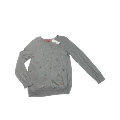 Suéter pulôver ELLE tamanho G cinza enfeitado apliques de pedras preciosas chique glamouroso - Imagem 1 de 4