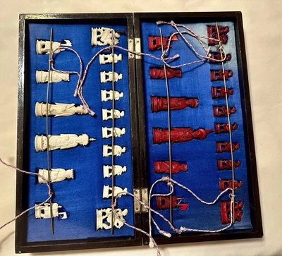 Vintage Chinese Chess Set with Handcarved Pieces - Image 1 of 4