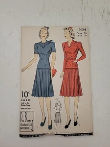Vintage Sewing Pattern Women Dress DuBarry 1940s Sailor Blouse Skirt - Picture 1 of 4