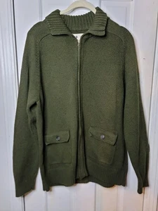 GAP Men Cardigan Sweater Jacket Sz XL Green Preppy Academia Zip Front Pockets - Picture 1 of 10