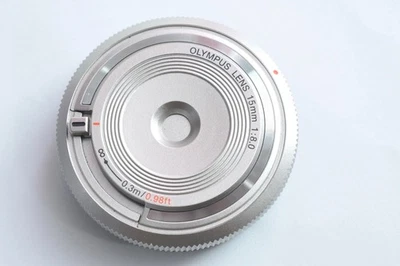 Olympus 15mm f/8 Lens Silver BCL-1580 Body Cap Pen Lens - Image 1 of 2