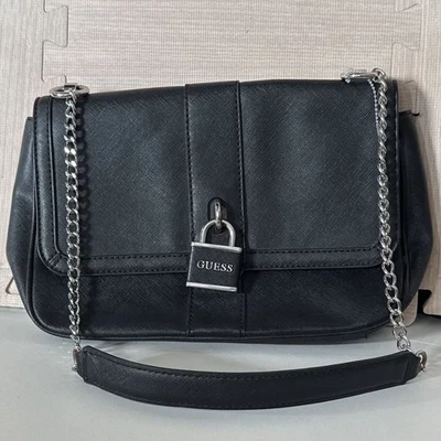 Guess Black Shoulder Bag with Chain Strap Pre-Loved - Image 1 of 2
