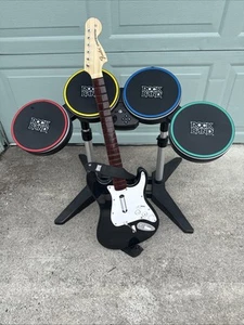 Wii Rock Band Drum Set w/ Guitar FOR PARTS AND REPAIR READ - Picture 1 of 13