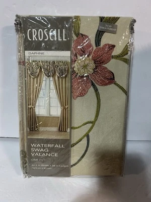 ¡NUEVO! Croscill VALANCE Cascada Swag Cortina 48.5"x33" DAPHNE BEIGE Foto 1 de 4