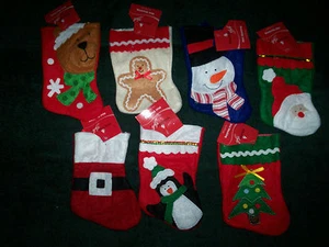 Sm. 7" Felt Appliqued Christmas Stocking * 7 styles, Buy em with or without Coal - Picture 1 of 14