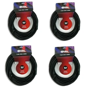 4 VRL 5 Pin Stage DJ Lighting Light Cable 50' ft - XLR Male to Female - Picture 1 of 5