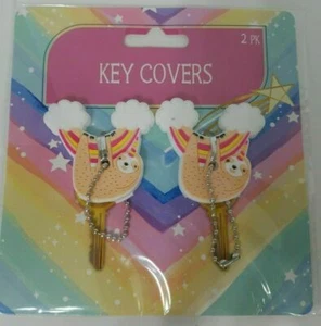 New Cute 2 pack Rainbow Sloth key covers Caps for Keychains House Home RV Apart - Picture 1 of 1