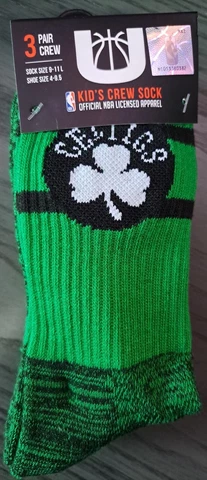 *NEW* 🏀 Boston Celtics Kids 3 Pack Crew Socks 🍀 Size 9-11 L 🏀 Cover