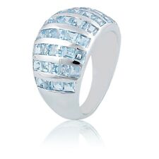925 Sterling Silver Natural Sky Blue Topaz Square Cut Dome Ring Size US 4 - 8
