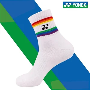 Yonex 75th Anniversary Rainbow Mid-Crew Socks (1 Pair) Tennis Badminton Running - Picture 1 of 3