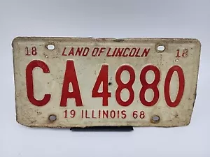 Matrícula de metal real Illinois 1968 vintage - Imagen 1 de 2