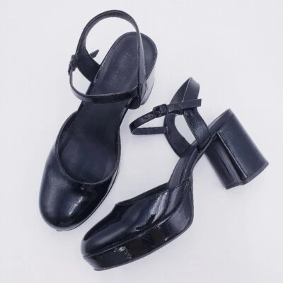 Reaction Women's Indya Platform Pump Block Heel Black Patent Closed Toe Size 8.5 - Image 1 of 4