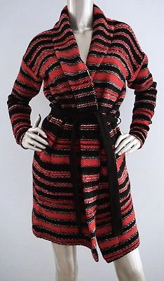 $275 Ralph Lauren Suéter Tejido a Rayas Rayas Serape Rojo Lana Suroeste PXS Foto 1 de 4