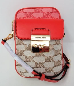 Michael Kors Sloan Editor Signature Jacquard Small Top Zip Flap Pocket Crossbody - Picture 1 of 8