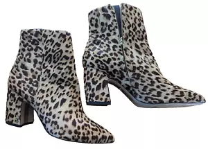 Sam Edelman Calf Hair Leather Leopard Print Booties Heeled Size 8.5 M Casual - Picture 1 of 12