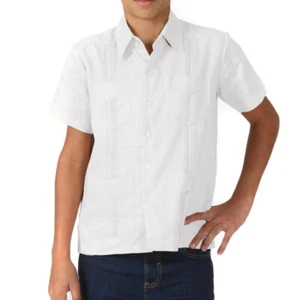 B05-Mojito Kids, 10-12Y, s/s cotton shirt, Guayabera (10,White) - Picture 1 of 4
