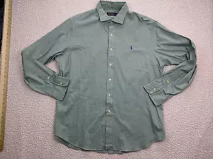 Ralph Lauren Polo Men XL Green Button Shirt Purple Embroider Logo Spread - Picture 1 of 12