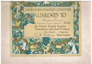 GOOD CONDUCT AWARD PENHALE ROAD INFANTS PORTSMOUTH 1916 CHRISTINE WESTON - Picture 1 of 1