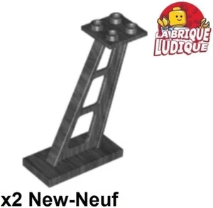 LEGO 2x Support/Holder 2x4x5 Stanchion Inclined 5mm Wide Posts Pearl Dark Gray - Picture 1 of 1