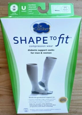 Dr Comfort- Compression Socks 15-20 mmHg Uni-sex Medium White NEW - Image 1 of 4