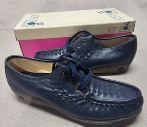 NIB Soft Spots Bonnie Womens Size 7.5 Blue Oxford Casual Work Dress Shoe Walk - Picture 1 of 9