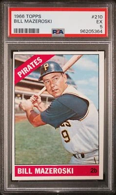 1966 TOPPS 210 BILL MAZEROSKI PSA 5 PITTSBURGH PIRATES HOF VINTAGE BASEBALL CARD - Image 1 of 2