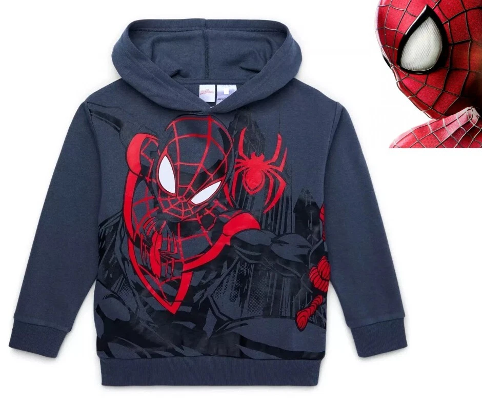 Marvel Spider-Man Gray Hoodie Boys Pullover Sweater Sz 10