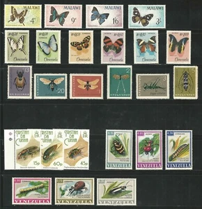 Worldwide: Lot of 5 complete sets thematic insects and butterflies mint...WO096/ - Picture 1 of 2