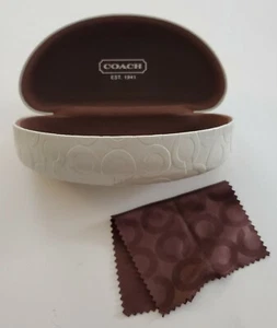 Coach Original White Logo Hard Sunglass Case Holder Sunglasses Microfiber Cloth - Picture 1 of 4