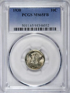1938 MERCURY DIME ~ NICE BOLD FULL BANDS PCGS MS65FB! - Picture 1 of 4