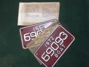 Par vintage de placas de barco Michigan 1972 69903 ~ GO118 - Imagen 1 de 2