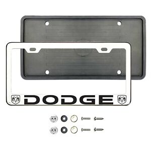 D0dg3 Black Laser Etched Chrome Stainless Steel License Frame Silicone Guard