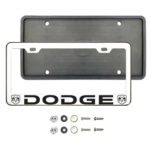 D0dg3 Black Laser Etched Chrome Stainless Steel License Frame Silicone Guard - Picture 1 of 1
