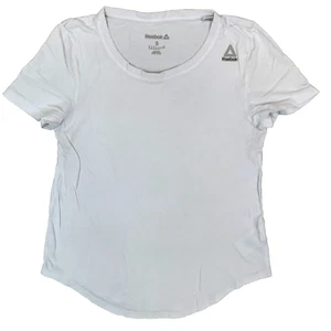 Reebok weißes kurzärmliges T-Shirt Tee mit gebogenem Saum Damengröße Small S - Bild 1 von 14
